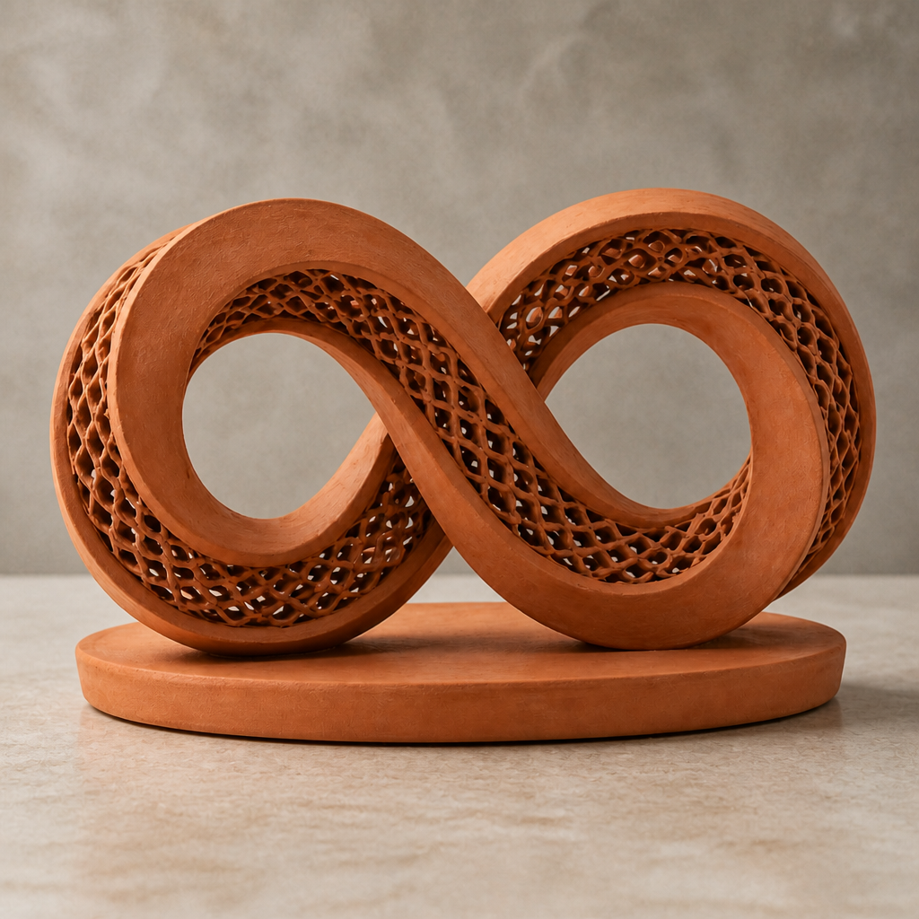 The Infinity Mobius Loop terracotta evaporative cooling sculpture