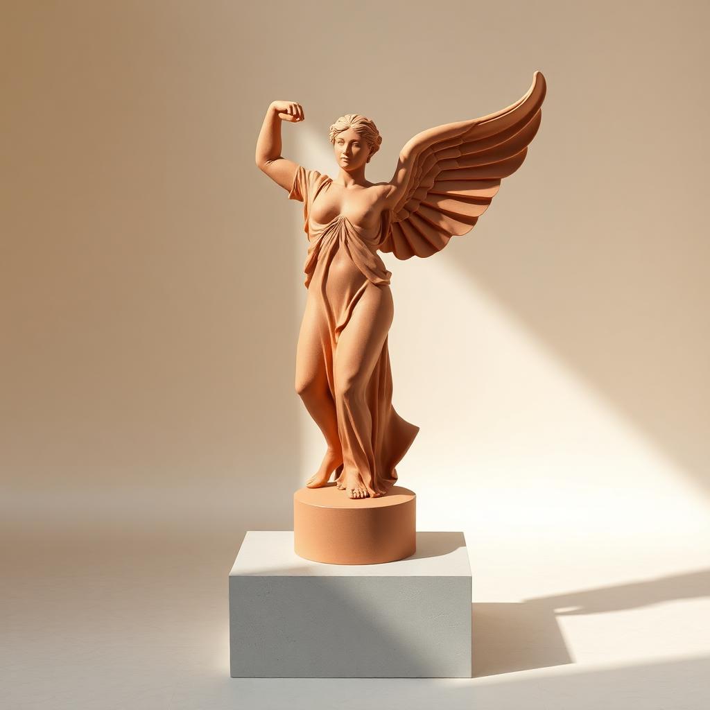 Winged Victory of Samothrace terracotta evaporative cooling sculpture