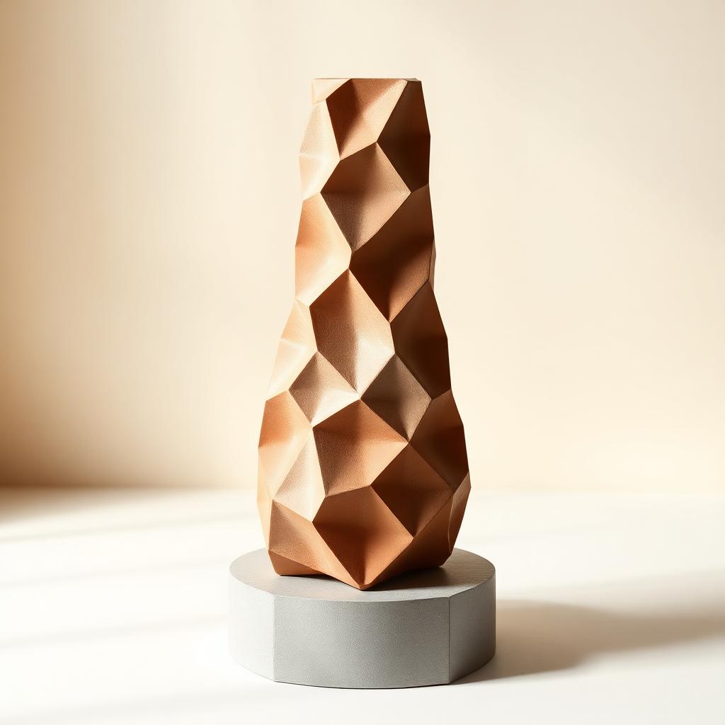 The Origami Ripple Column terracotta evaporative cooling sculpture