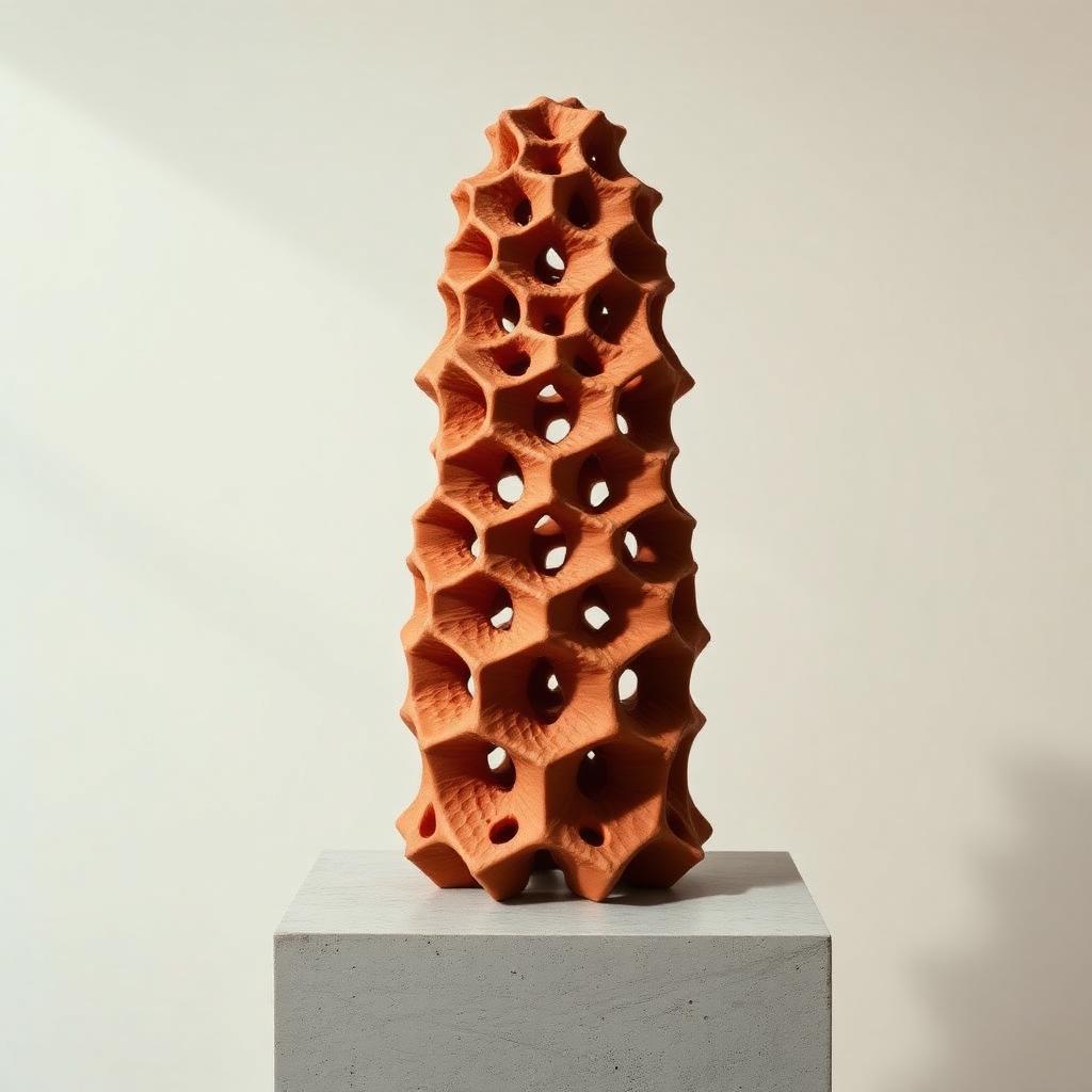 The Cellular Voronoi Tower terracotta evaporative cooling sculpture
