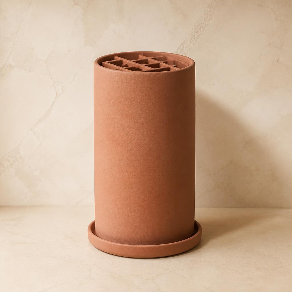 The Aeon Cylinder (Base Model) terracotta evaporative cooling sculpture